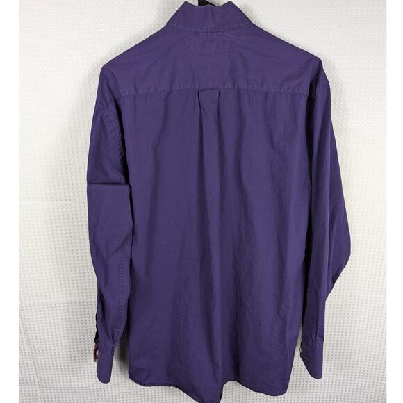 Tommy Hilfiger M Button Down Shirt Mens Purple Cotton Preppy Vintage Taiwan Rare - Picture 4 of 4